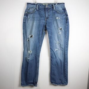 Buckle BKE Jeans Mens Size 34R‎ 36x32 Blue Straight Leg Denim Distressed